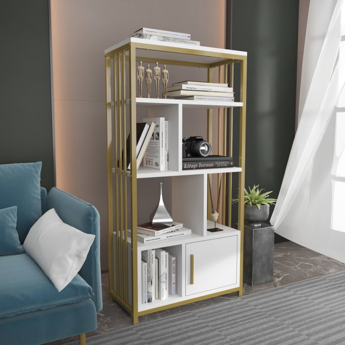 Hanah Home Estantería Blanco y Dorado